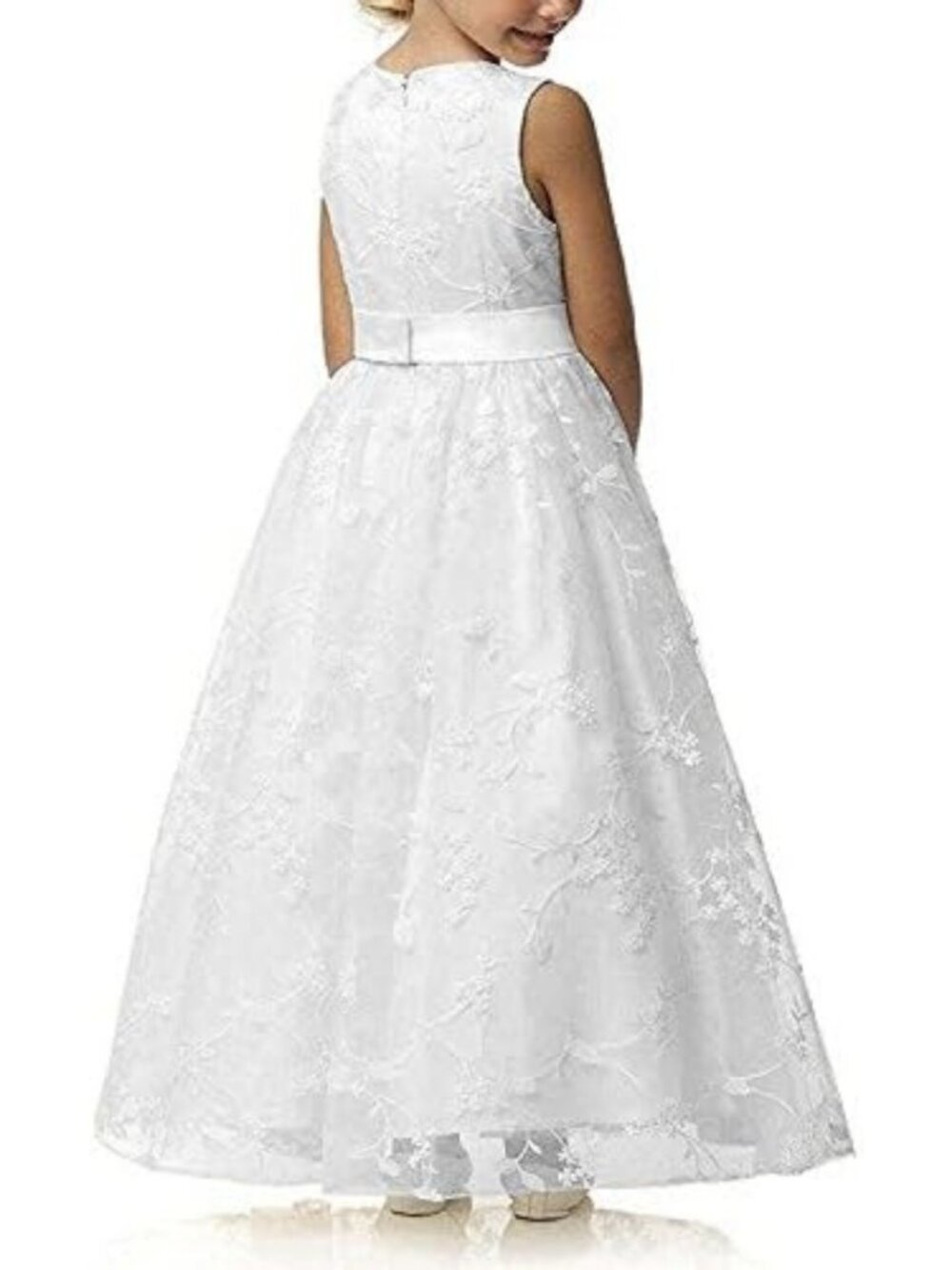 Lace A-Line Flower Girl Dress | Elegant Wedding Outfit | Perfect for Special - Picture 2 of 5